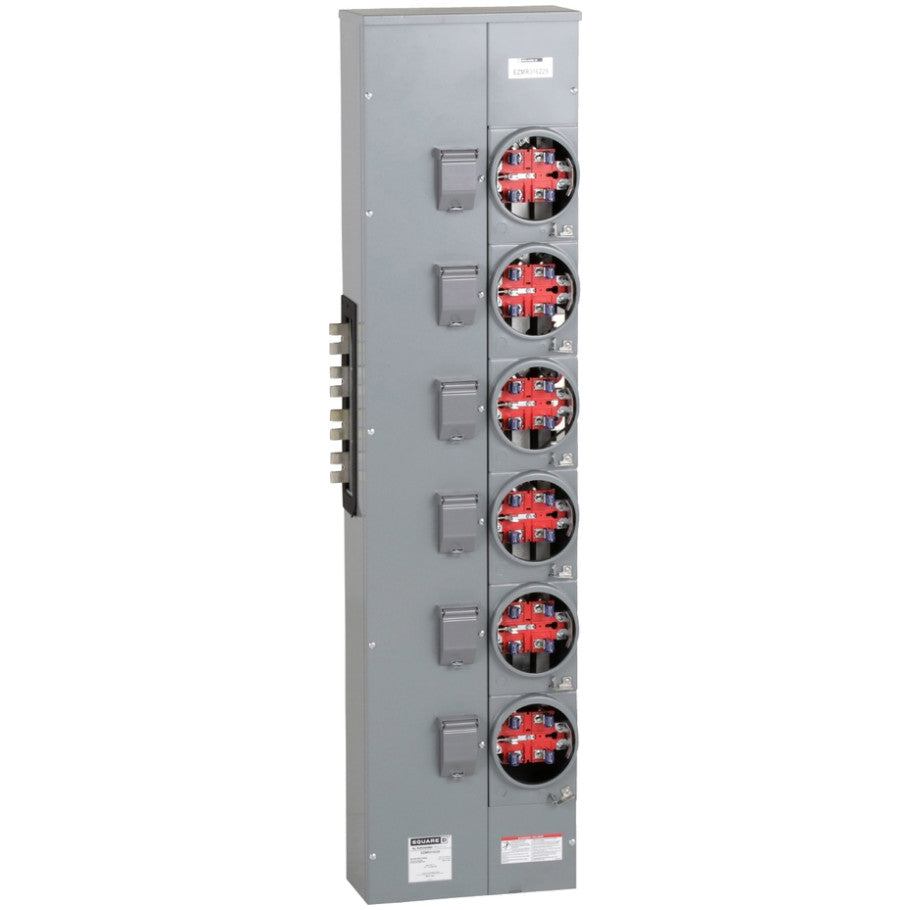 EZ Meter-Pak, Meter Center Branch Unit, Aluminum Busbar, 208Y/120V ac, 225A, 6-Socket, 69.92 H x 17.36 x 8.07 D in.