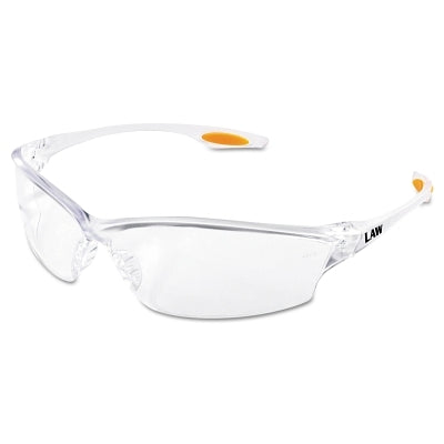 Law LW2 Series Safety Glasses, Clear Lens, Anti-Fog, TPR Nose Piece and Temple Inserts, Clear Frame