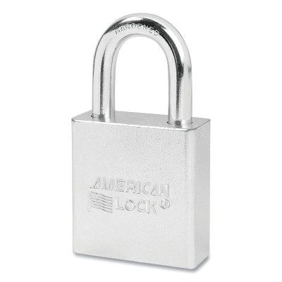 Solid Steel Padlock, 5/16 in dia, 1-1/8 in L, 3/4 in W, Silver, Keyed Alike, Keyed - 22358