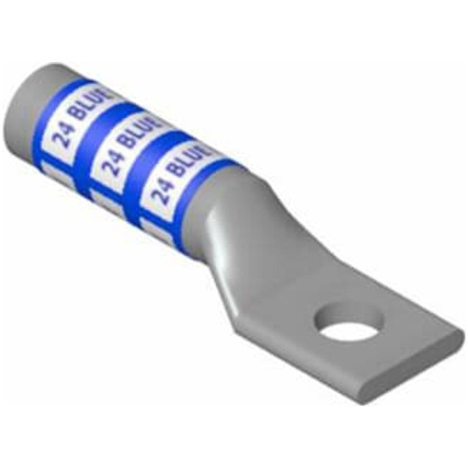 Copper One-Hole Lug, Long Barrel, Blind End, Max 35kV, Wire Size 3/0 AWG, Die Code 50, Die Color Code Orange