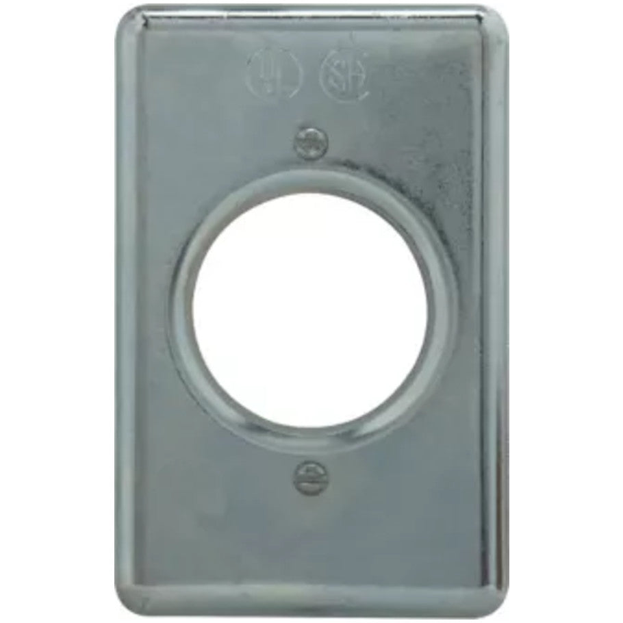 Box Cover, Cast Iron or Aluminum Device Box, 1-Gang, Sheet Steel, 1-5/8 in. Receptacle