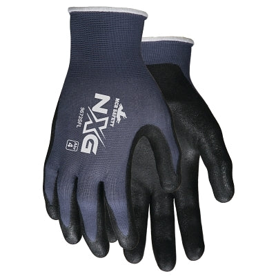 NXG Nitrile Coated Work Gloves, 9673SF, Sandy Finish, Large, Black/Blue