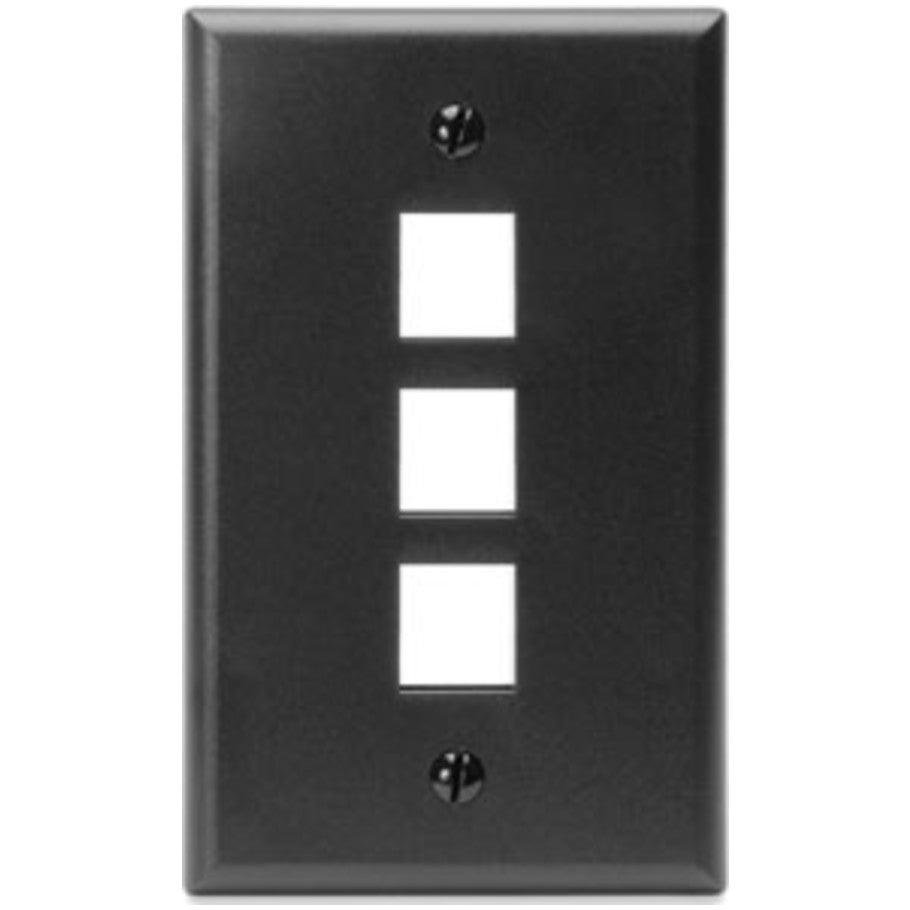 QuickPort Standard Plastic Wallplate, 1-Gang, 3-Port, Black