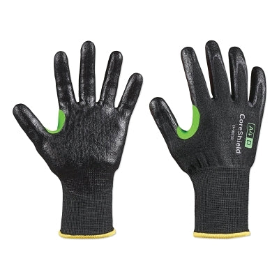 CoreShield A4/D Coated Cut Resistant Gloves, 7/S, HPPE/Basalt, Smooth Nitrile, 13 ga, Black