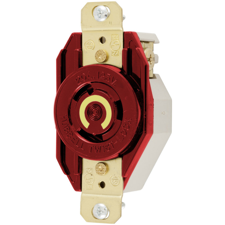 Locking Receptacle, Nylon, Twist-Lock Series, Industrial, 20 A, 125 V, 2-Pole, 3-Wire, NEMA L5-20R, Black