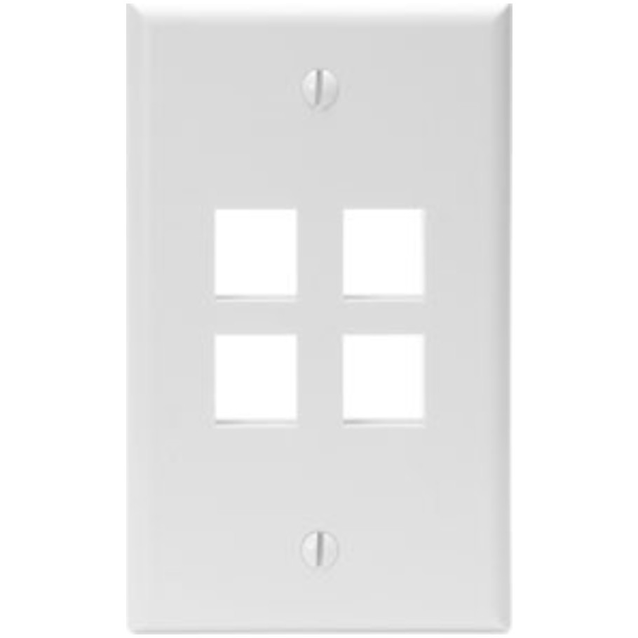 QuickPort Standard Plastic Wallplate, 1-Gang, 4-Port, White
