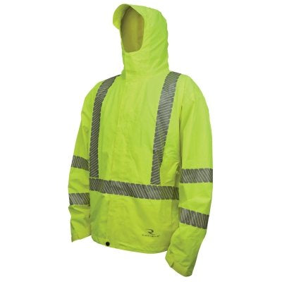 RW11 Type R Class 3 Waterproof Lightweight Packable Raincoat, RipStop, Yellow w/Silver Reflective Tape, X-Large