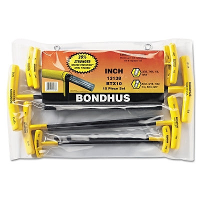 Balldriver T-Handle Hex Key Sets, Hex Ball Tip, Inch