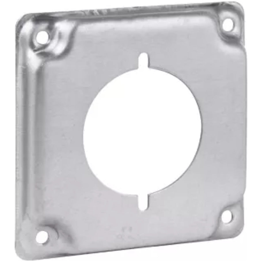 4 in. Square Surface Cover, Steel, Raised 1/2 in., 2-9/64 in. 30A to 50A Receptacle