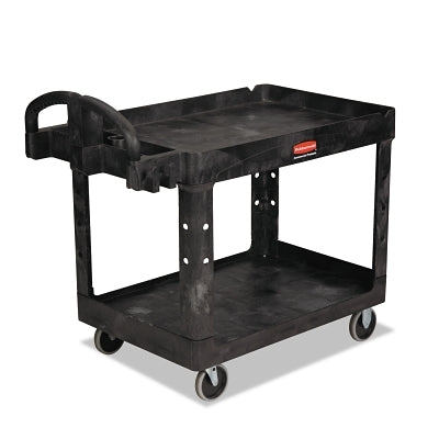 Two Lipped Shelves Utility Cart, 500 lb Load Capacity, 25.88 in W x 45.25 in D x 33.25 in H, Black