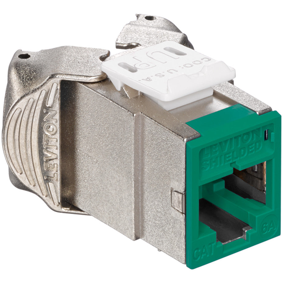Cat 6a Component-Rated Shielded QuickPort Connector, Green