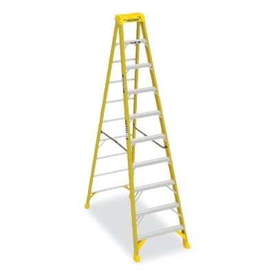 Fiberglass Stepladder, 6310, Type IAA, 10 ft L, 30.36 in W, Single-Sided, 375 lb Load Capacity, Yellow