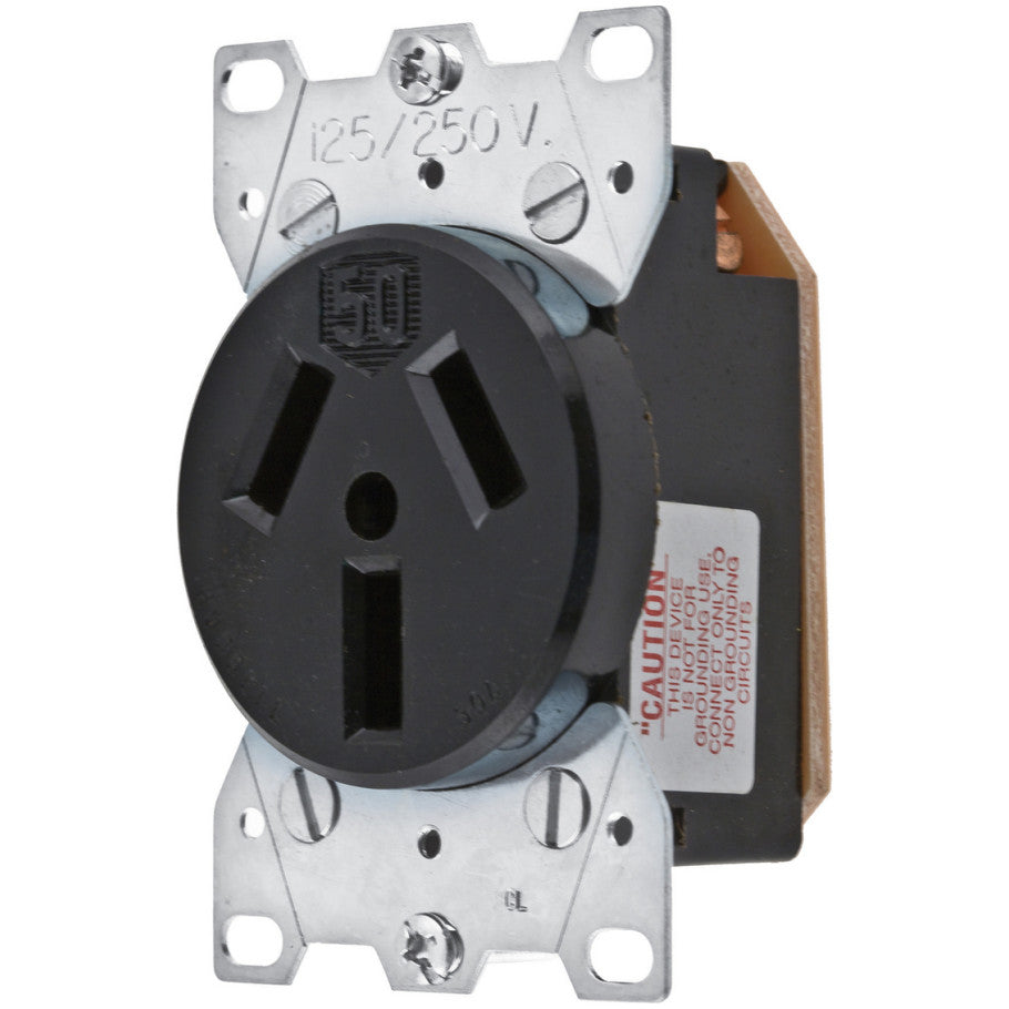 3-Pole 3-Wire 50A 125/250V 10-50R Heavy Duty Single Phenolic Receptacle