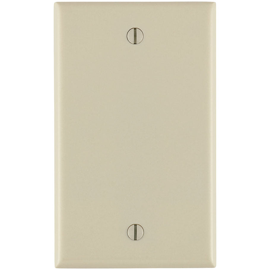 Wall Plate, Blank, 1-Gang, Box Mount, Light Almond Thermoset