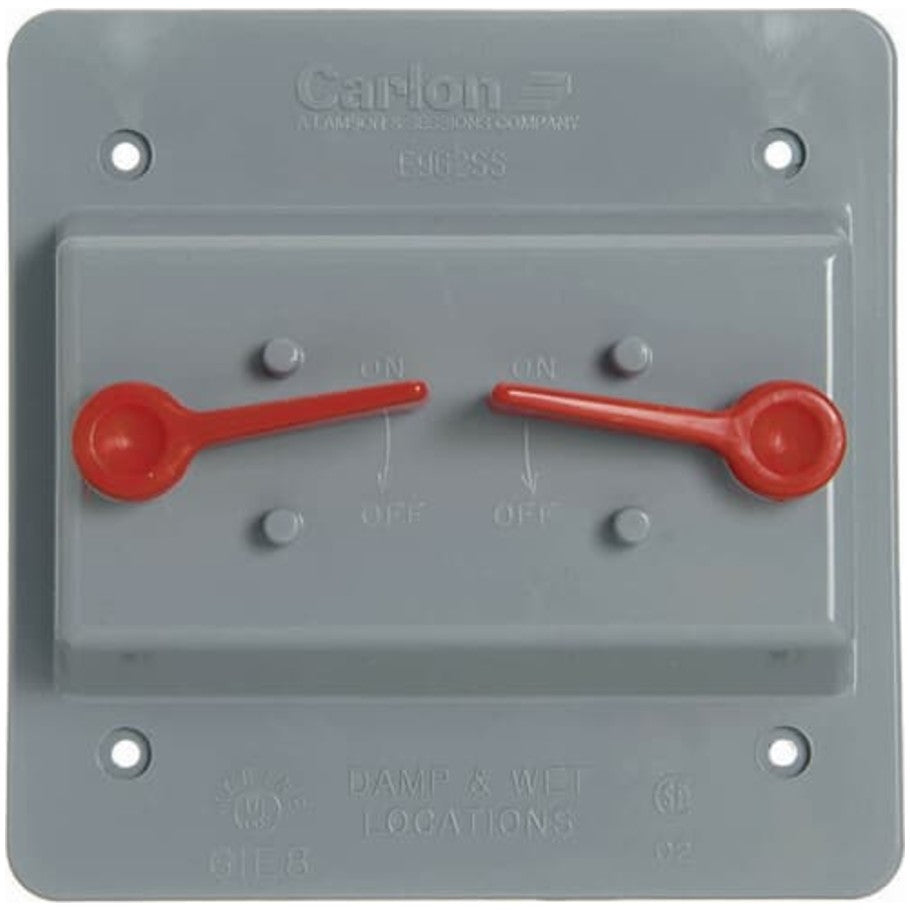 Carlon Weatherproof Cover, Non-Metallic, Paintable, 2-Gang, Grey, (2) Toggle Switches
