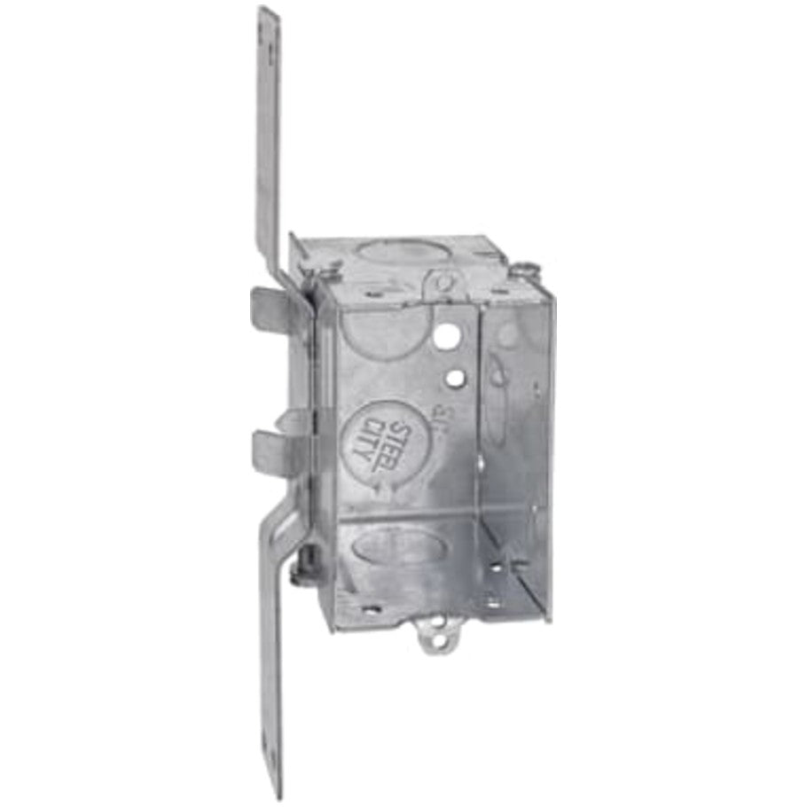 3x2 Switch Box, Gangable, Steel, 2-1/2 in. D, (4) 1/2 in. Side KO, (2) 1/2 in. Bottom KO, CV-Bracket