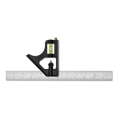Combination Square, 12 in, Die Cast Metal, Black