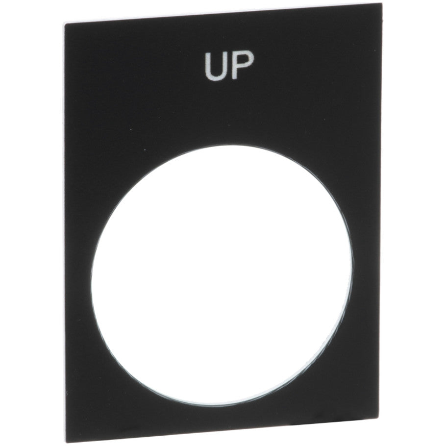 PVC Pendant Station Legend Plate, White on Black, UP