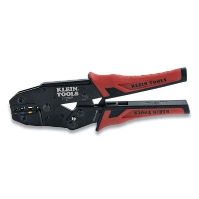 Ratcheting Crimper, 9 in L, 10 to 22 AWG, Red/Black Handle; Comfort Grip