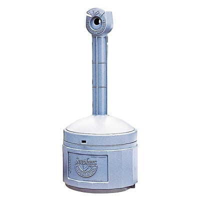 Smokers Cease-Fire Cigarette Butt Receptacles, 16 qt, Polyethylene, Pewter Gray