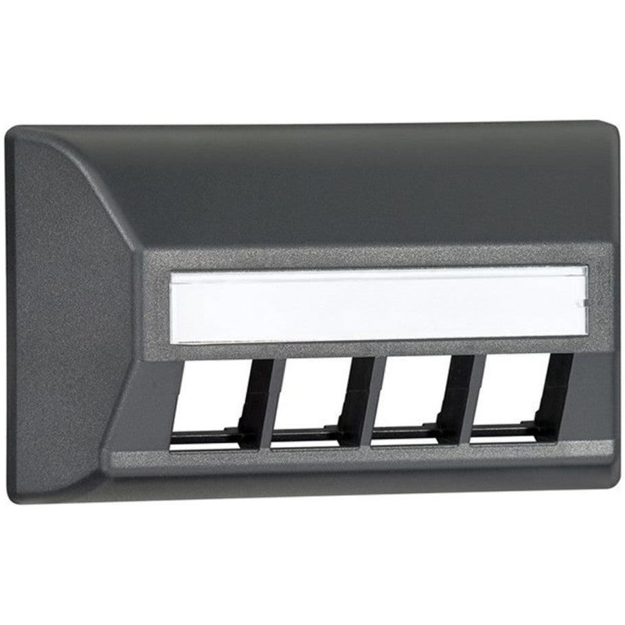 QUICKPORT Angled Modular Furniture Faceplate, 4-Port, Black