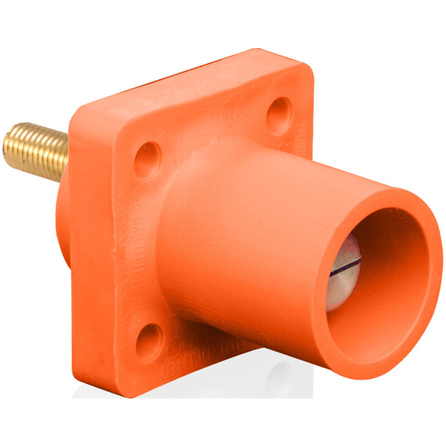Male Receptacle, 90-Degree,  2 - 4/0 AWG, 1.125” L Threaded Stud Termination, Orange