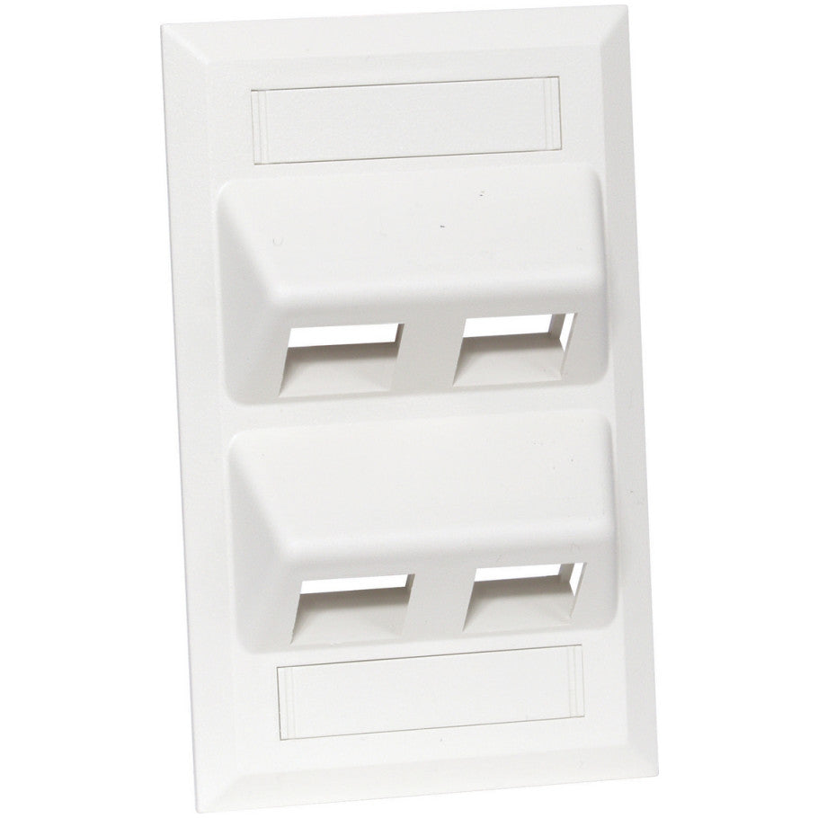 iStation Angled Wallplate, Flush Mount, 4-Port, White