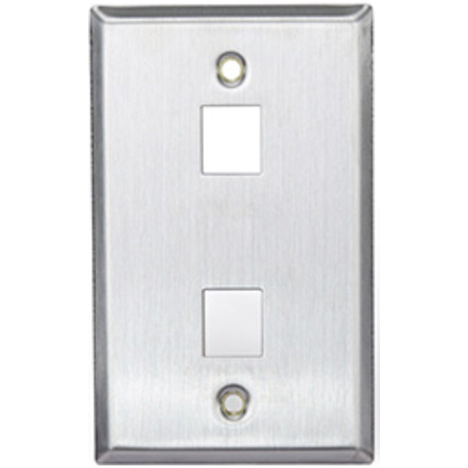 QuickPort Wallplate, Stainless Steel, Single-Gang, 2-Port