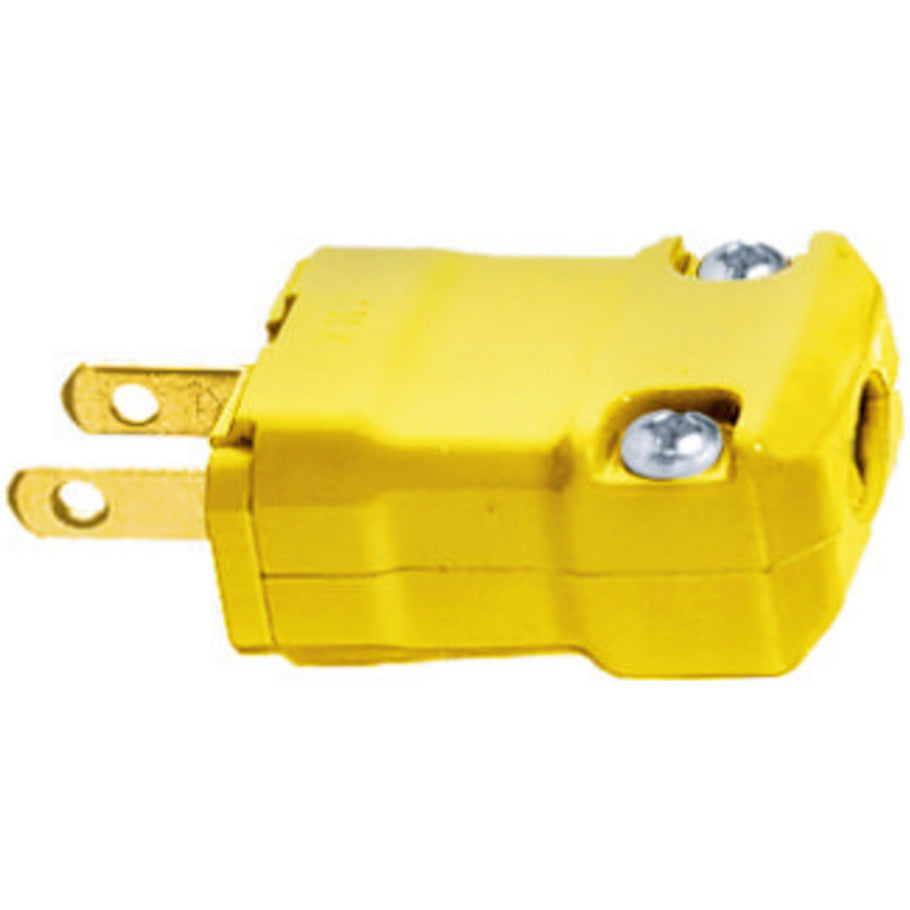 Valise Straight Blade Plug, 15A, 125V, 2P2W, NEMA 1-15P, Cord Dia. 0.218 to 0.385 in., Yellow, 1.68 x 1.25 x 0.88 in.