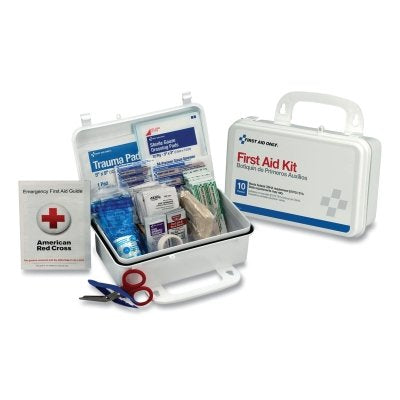 10 Person ANSI First Aid Kit, Weatherproof Plastic Case, Wall Mount