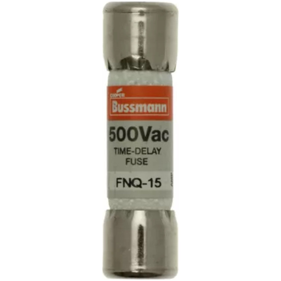 FNQ Series Time Delay Supplemental Fuse, Fiber Tube, 15A, 500V, 13/32 x 1-1/2 in., Color Code Orange
