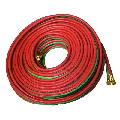 Grade R Twin-Line Welding Hose, 1/4 in x 6 ft, BB Fittings, Acetylene and Oxygen