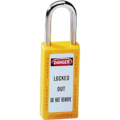 Zenex Thermoplastic Safety Lockout Padlock, 411, 1-1/2 W x 3 H Body, 1-1/2 in H Shackle, KD, Yellow