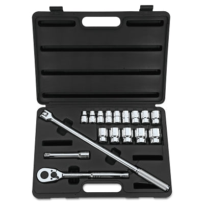 Socket Set, 17-Pc, 1/2 in, 12-point, SAE