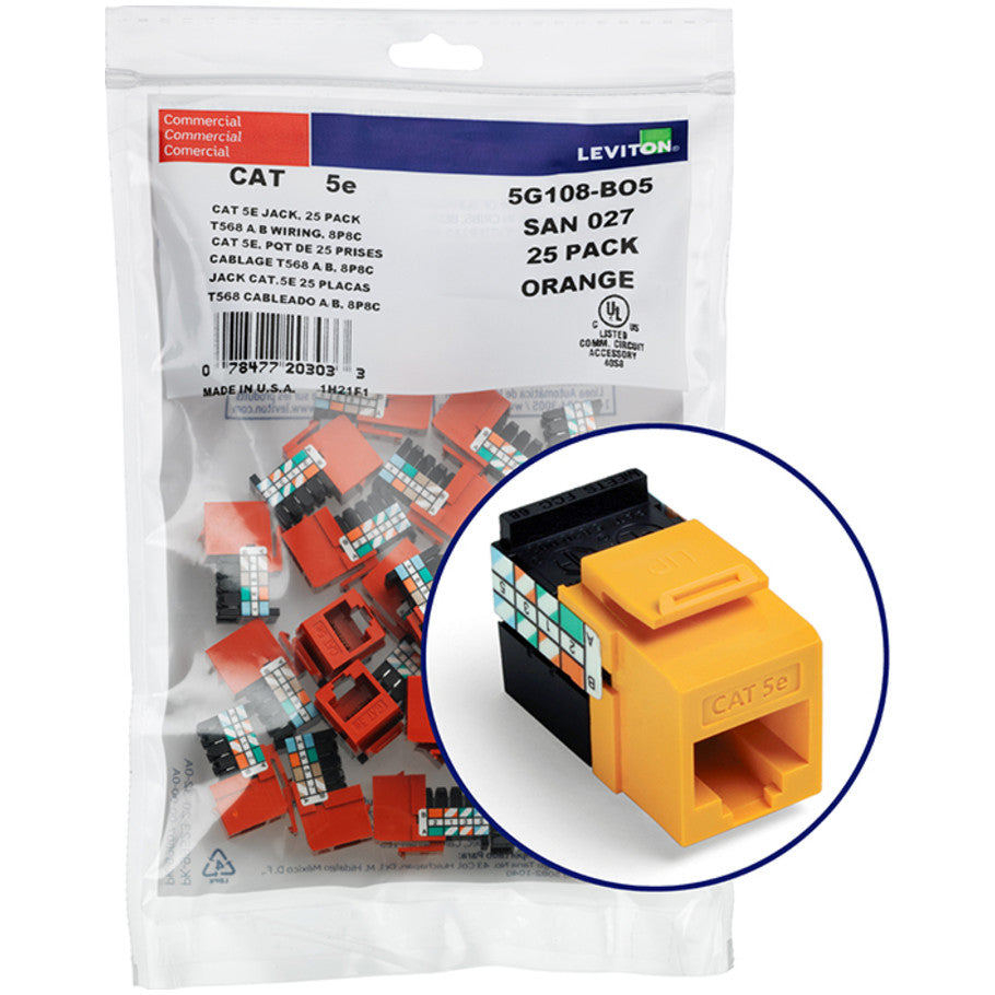QuickPort GigaMax Cat 5e UTP Connector, Yellow, 25 Pack