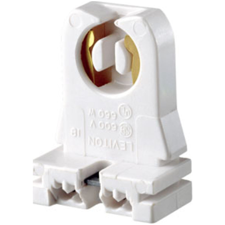 Fluorescent Lampholder With Quickwire Terminals, Low Profile, Medium Base, Bi-Pin, 660W, 600V, White Thermoplastic