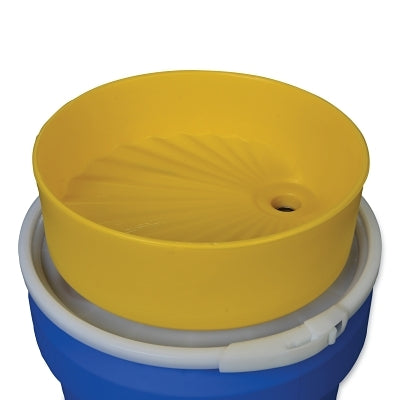 Drum Funnel, 18 in dia x 7 in H, HDPE, Yellow, Includes Screen