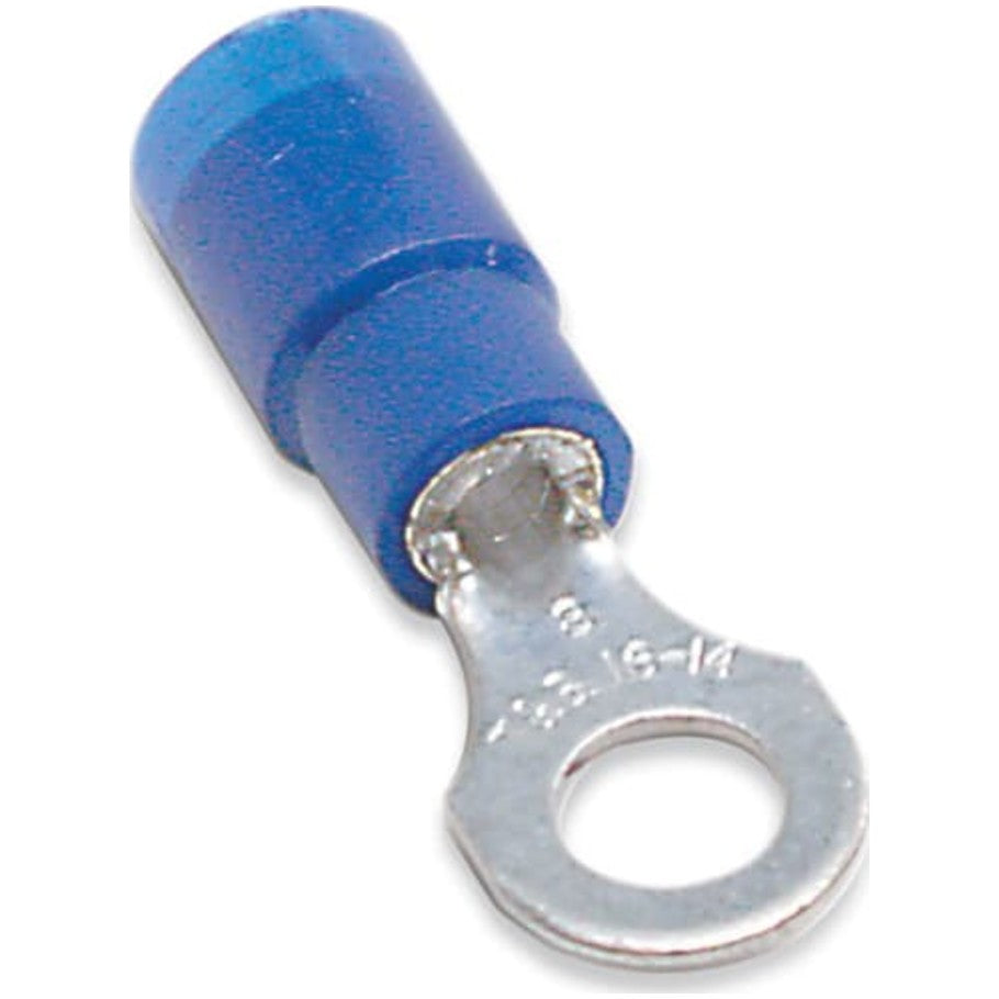 Nylon Insulated Expanded Entry Ring Terminal, Length .95 Inches, Width .31 Inches, Wire Range  18- 14 AWG, Color Blue