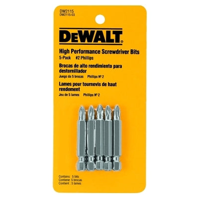Screwdriver Bits, #2, 2 in, 5 per Pack