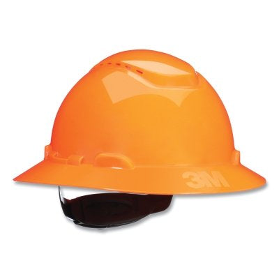 3M H-807SFV-UV SecureFit Pressure Diffusion Ratchet Suspension w/UVicator Hard Hats and Caps, Full Brim, Vented, Hi-Vis Orange