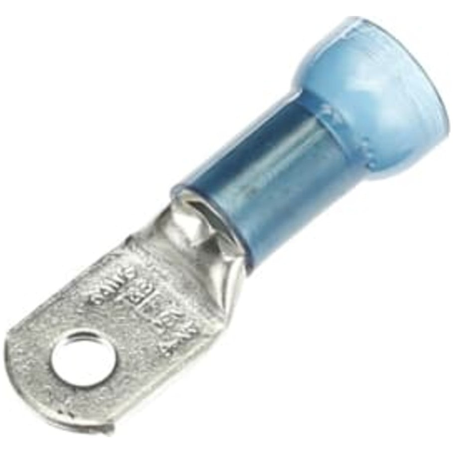 Nylon Insulated Large Ring Terminal, Length 1.65 Inches, Maximum Insulation .420, Bolt Hole  10, Wire Range 6, Color Blue