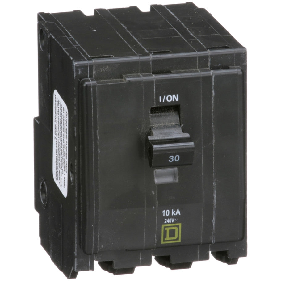 QO Miniature Circuit Breaker, Plug-In, 10kA, Common Trip, 240 Vac, 3-Pole, 30A