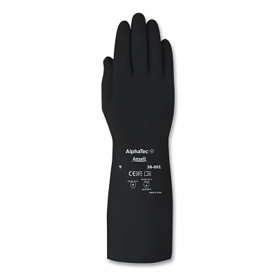 38-001 Chemical-Resistant Butyl Gloves, Size 8, Black