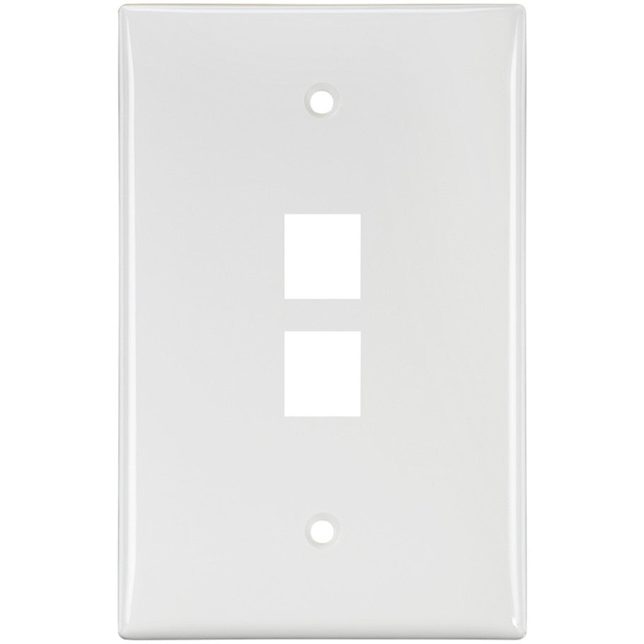 QuickPort Midsize Single-Gang Wallplates, 2-Port, White