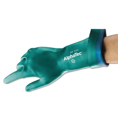 58-335 AQUADRI Heavy-Duty Nitrile Gloves, Gauntlet Cuff, Soft Foam Lining, Size 10, Green