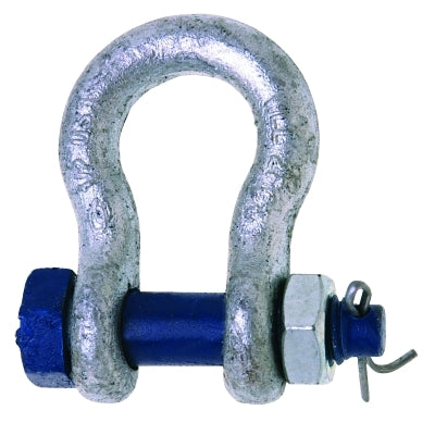 Anchor Shackle, C-999-G, Pin and Bolt, Galvanized, 13/16 in Opening, 1/2 in, 2 ton Working Load Limit
