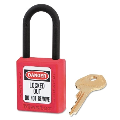 Zenex Thermoplastic Safety Lockout Padlock, 406 Dielectric, 1-1/2 W x 1-3/4 H Body, 1-1/2 in H Shackle, KD, Red