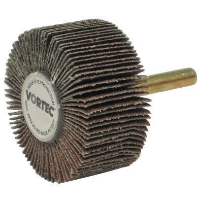 Wolverine Mounted Flap Wheel, Unthreaded, 1/4 in dia Stem x 2 in dia x 1 in W, 120 Grit, 25000 RPM