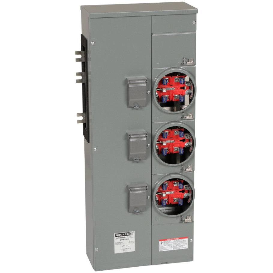 EZ Meter Pak EZMR Residential Branch Unit, 5 Jaw Ringless Socket Without Bypass, 225A, 1 Phase IN