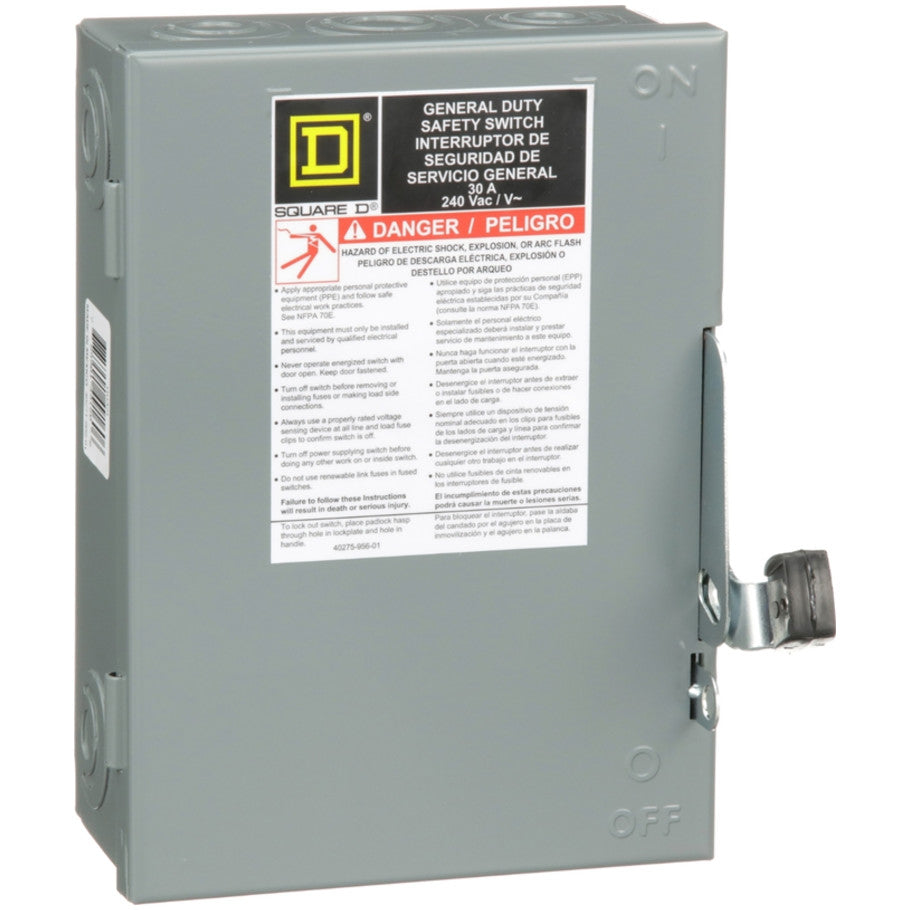 General Duty Disconnect, Non Fusible, 30A 120/240V, 3P3W